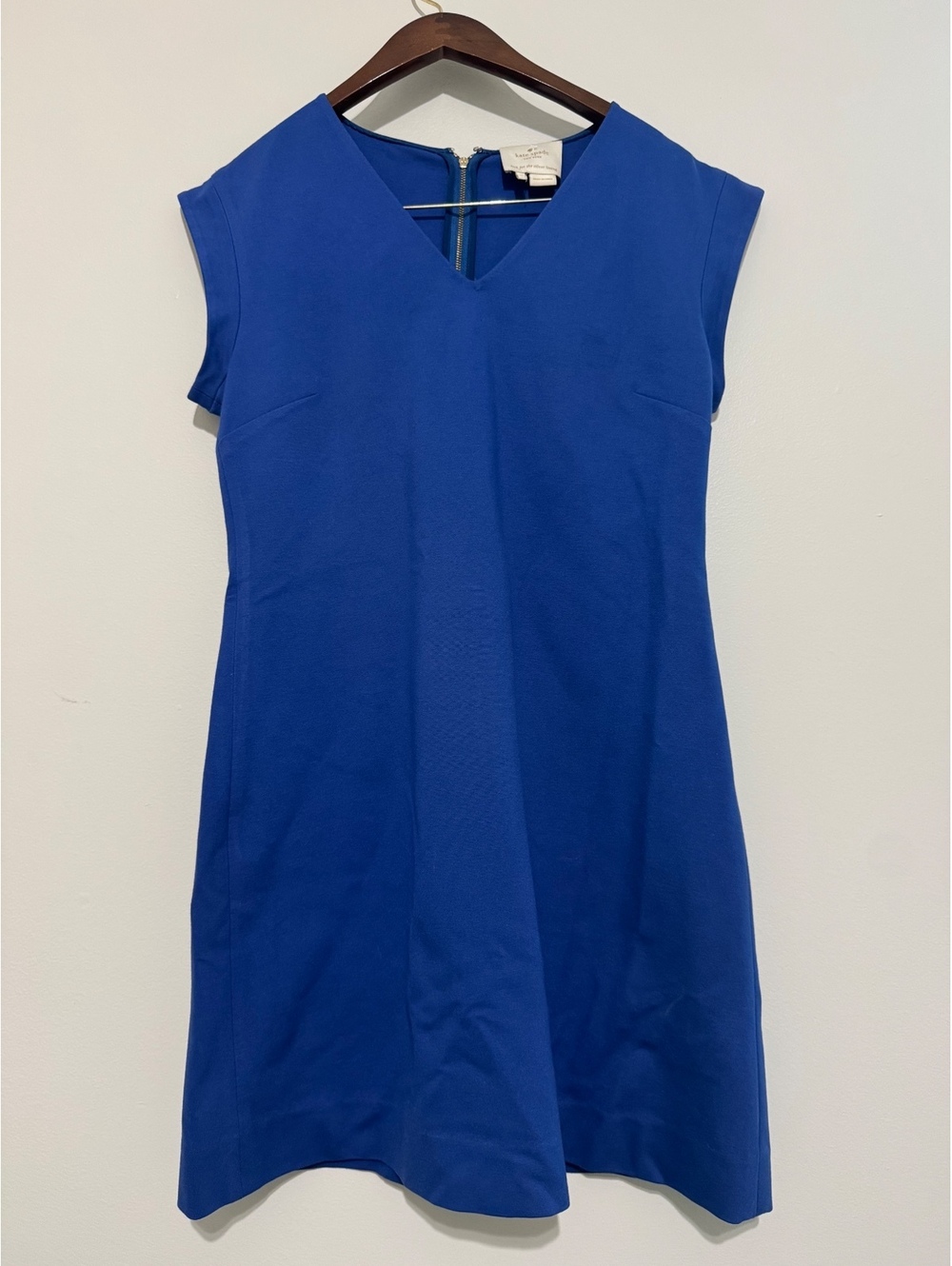 Kate Spade New York Blue V-Neck Cap Sleeve Dress Size 10 Stretchy, Dressy, Work